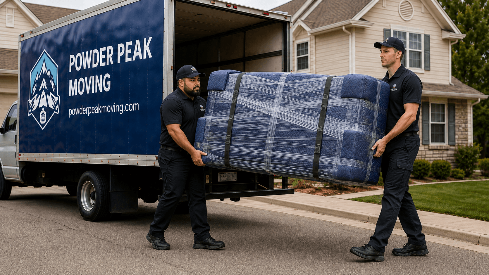 Powder Peak Moving team loading professionally protected furniture