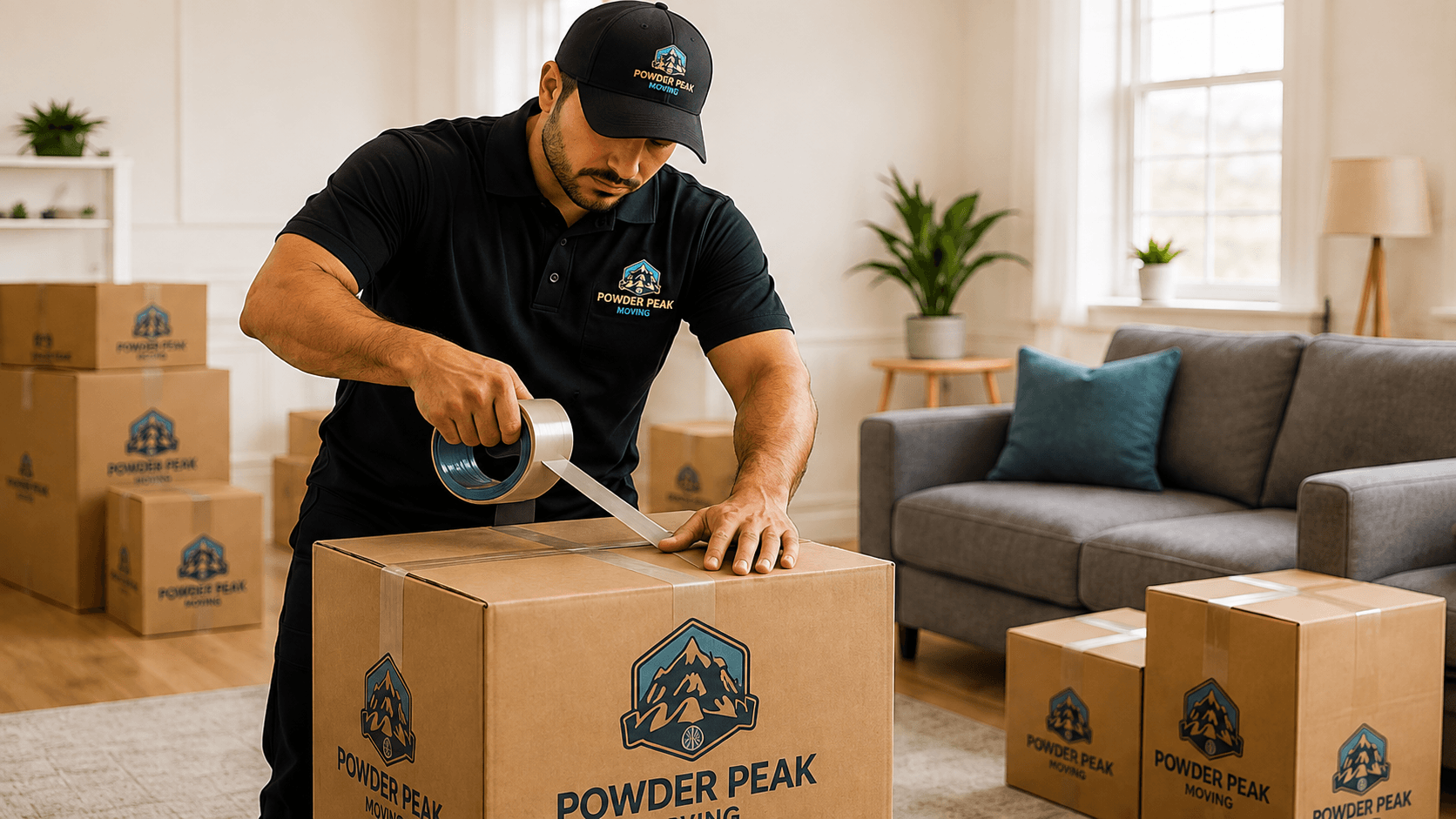 Powder Peak Moving professional sealing a moving box